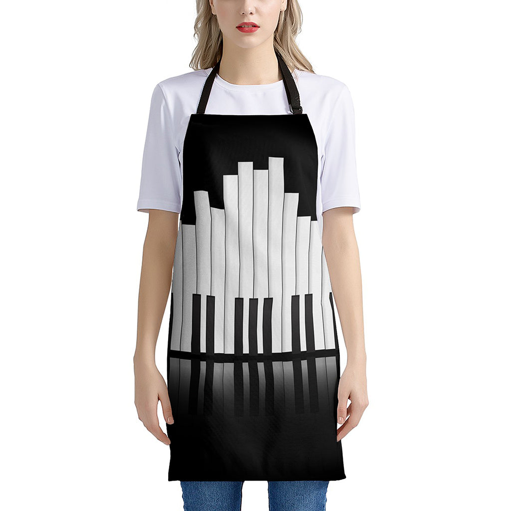 Black And White Piano Keyboard Print Apron