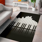 Black And White Piano Keyboard Print Area Rug