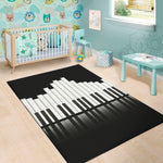 Black And White Piano Keyboard Print Area Rug