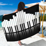 Black And White Piano Keyboard Print Beach Sarong Wrap