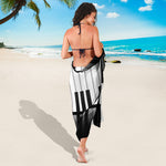 Black And White Piano Keyboard Print Beach Sarong Wrap