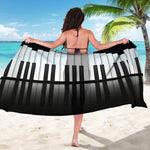 Black And White Piano Keyboard Print Beach Sarong Wrap