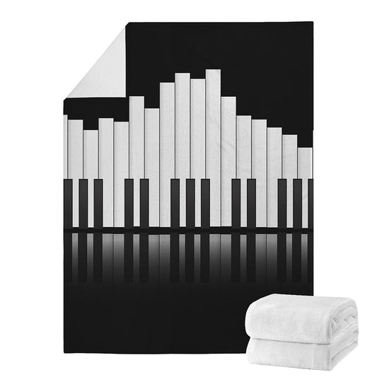 Black And White Piano Keyboard Print Blanket