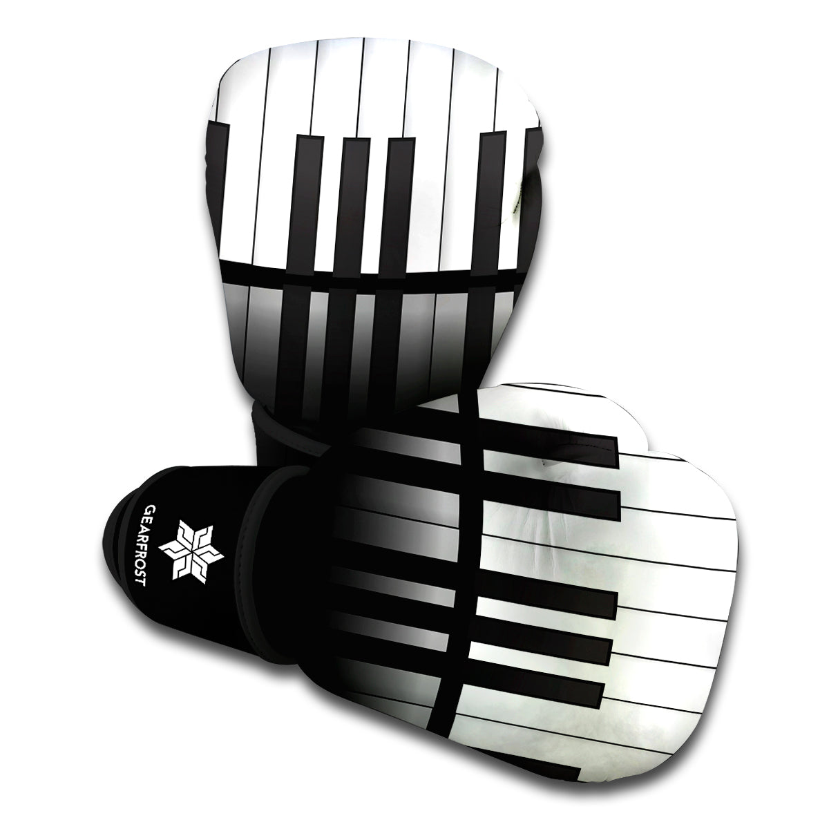 Black And White Piano Keyboard Print Boxing Gloves