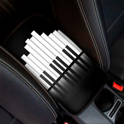 Black And White Piano Keyboard Print Car Center Console Cover
