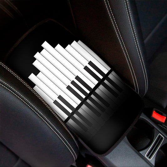 Black And White Piano Keyboard Print Car Center Console Cover