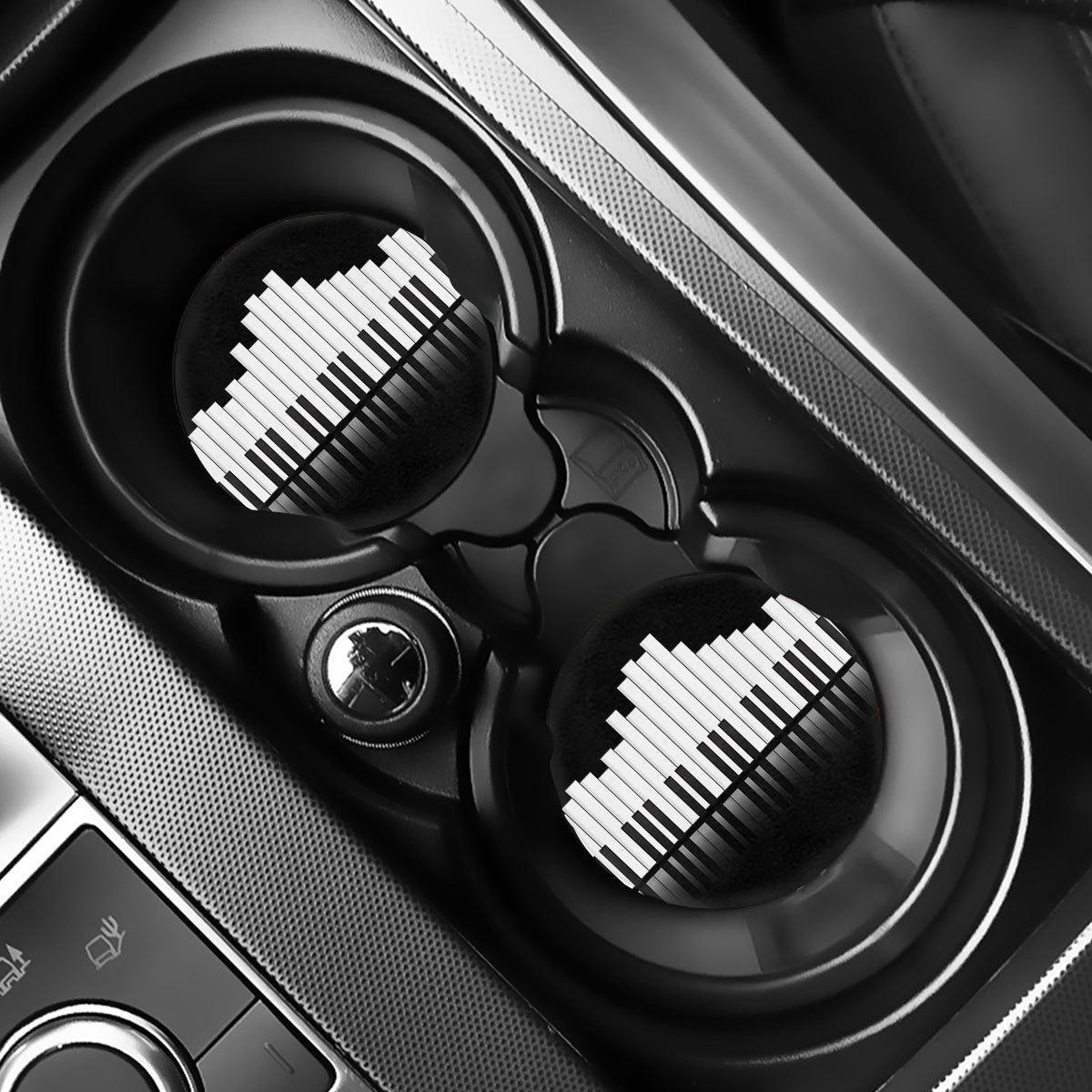 Black And White Piano Keyboard Print Car Coasters