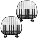 Black And White Piano Keyboard Print Car Headrest Covers
