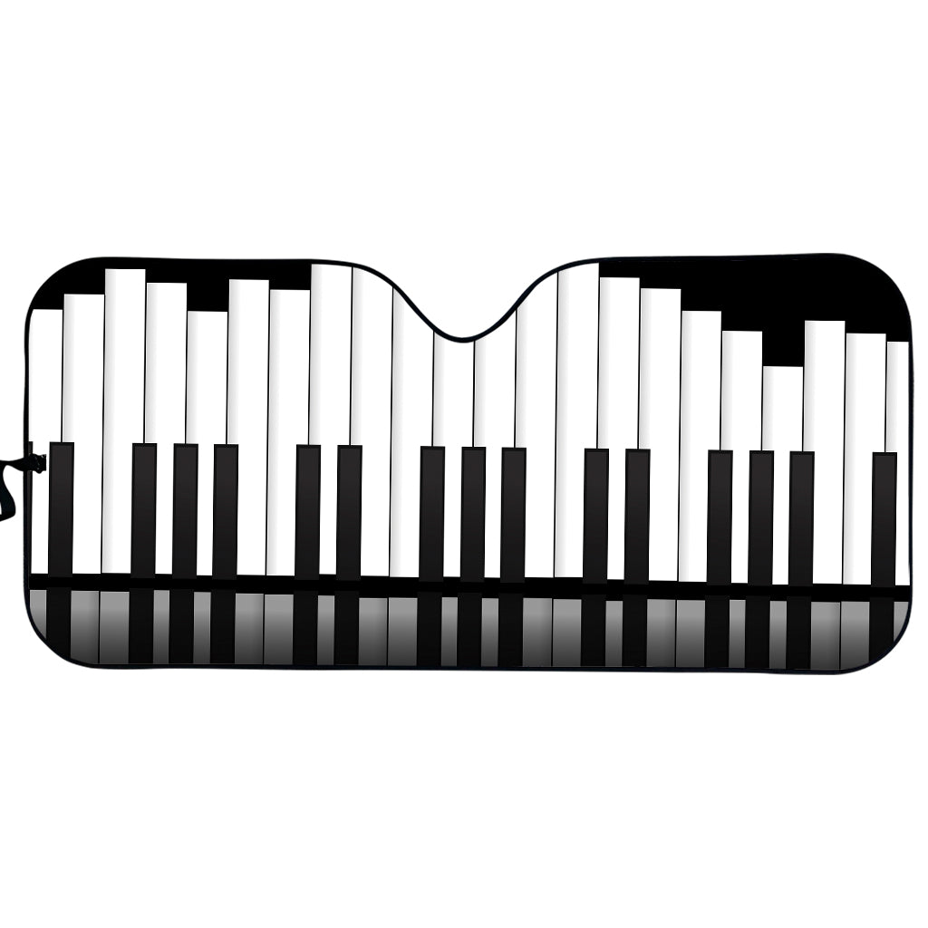 Black And White Piano Keyboard Print Car Sun Shade