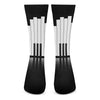 Black And White Piano Keyboard Print Crew Socks