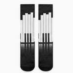 Black And White Piano Keyboard Print Crew Socks