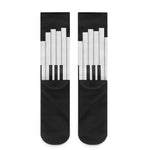 Black And White Piano Keyboard Print Crew Socks