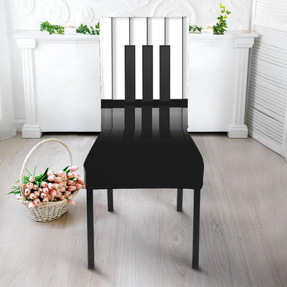 Black And White Piano Keyboard Print Dining Chair Slipcover