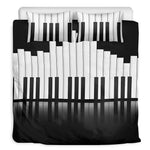 Black And White Piano Keyboard Print Duvet Cover Bedding Set