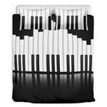 Black And White Piano Keyboard Print Duvet Cover Bedding Set