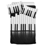 Black And White Piano Keyboard Print Duvet Cover Bedding Set
