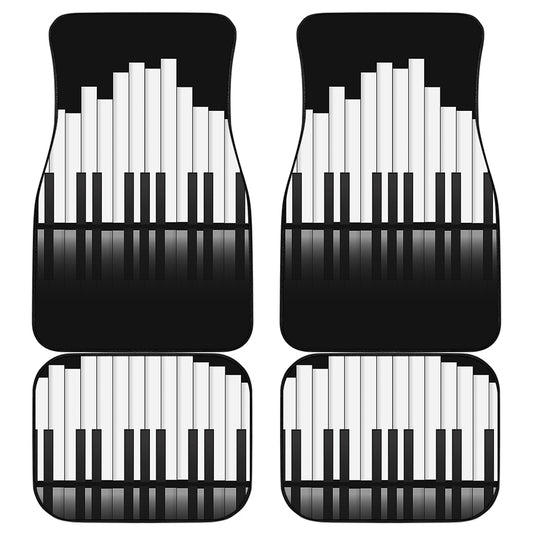 Black And White Piano Keyboard Print Front and Back Car Floor Mats