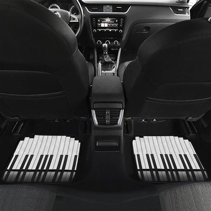 Black And White Piano Keyboard Print Front and Back Car Floor Mats