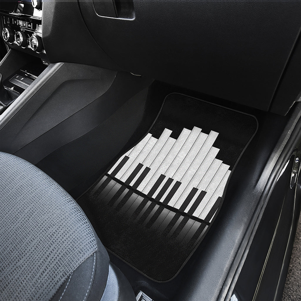 Black And White Piano Keyboard Print Front and Back Car Floor Mats
