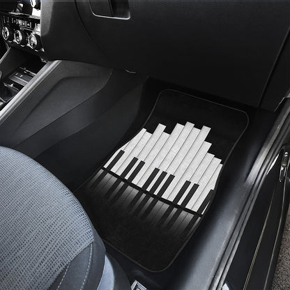 Black And White Piano Keyboard Print Front and Back Car Floor Mats