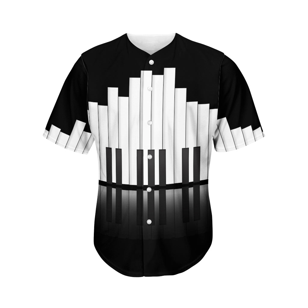 Black And White Piano Keyboard Print Men's Baseball Jersey