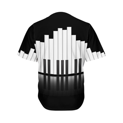 Black And White Piano Keyboard Print Men's Baseball Jersey