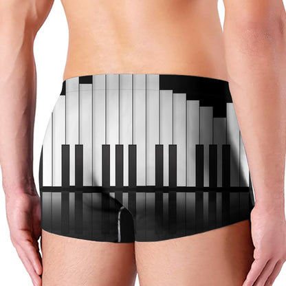 Black And White Piano Keyboard Print Men's Boxer Briefs
