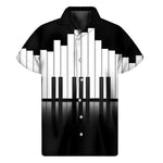Black And White Piano Keyboard Print Men's Short Sleeve Shirt