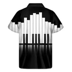 Black And White Piano Keyboard Print Men's Short Sleeve Shirt