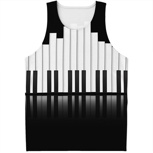Black And White Piano Keyboard Print Men's Tank Top