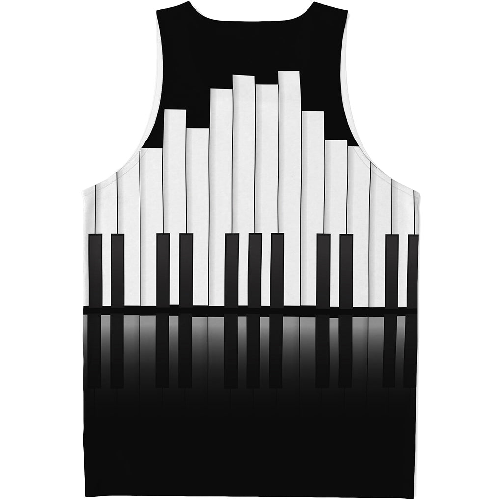 Black And White Piano Keyboard Print Men's Tank Top