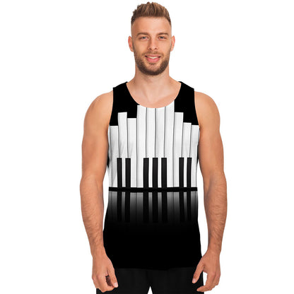 Black And White Piano Keyboard Print Men's Tank Top