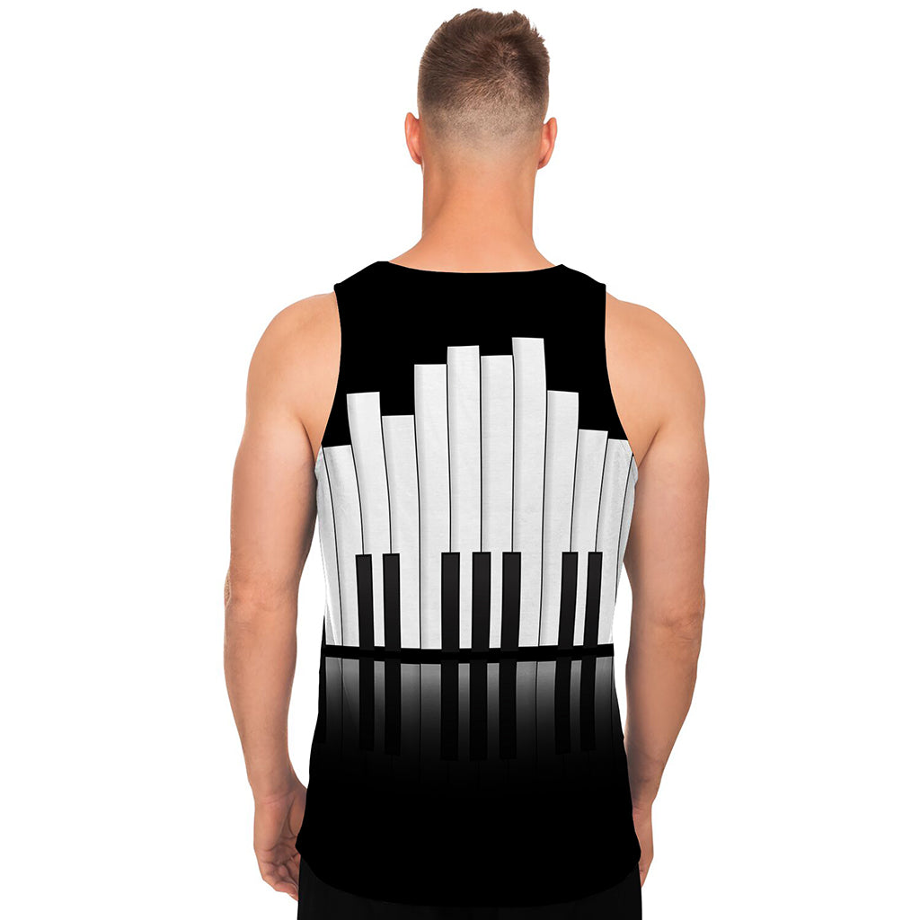 Black And White Piano Keyboard Print Men's Tank Top