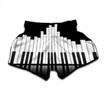 Black And White Piano Keyboard Print Muay Thai Boxing Shorts