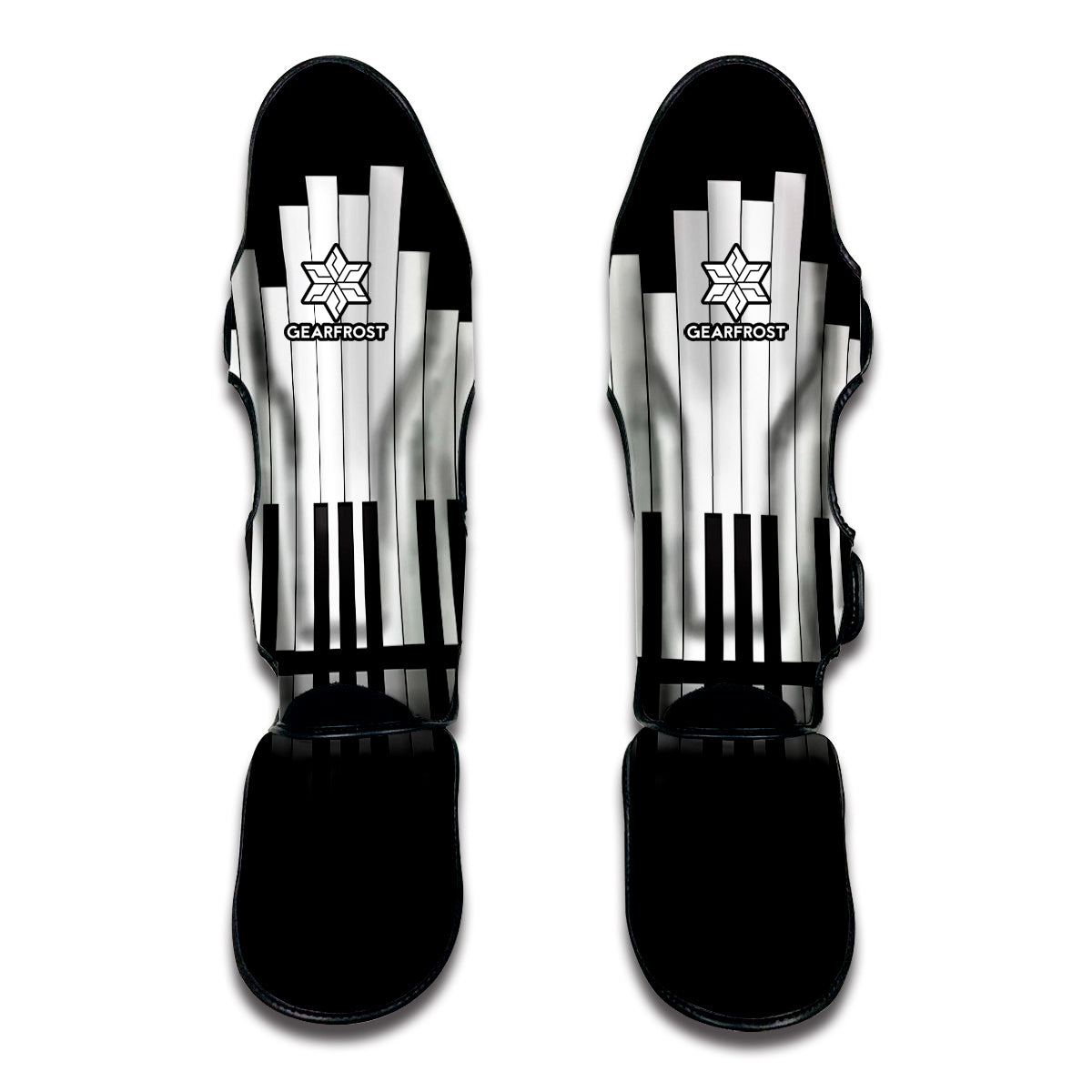 Black And White Piano Keyboard Print Muay Thai Shin Guard