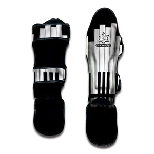 Black And White Piano Keyboard Print Muay Thai Shin Guard