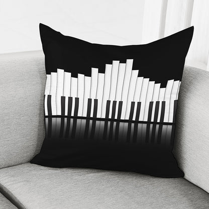 Black And White Piano Keyboard Print Pillow Cover