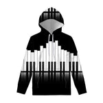 Black And White Piano Keyboard Print Pullover Hoodie