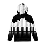 Black And White Piano Keyboard Print Pullover Hoodie
