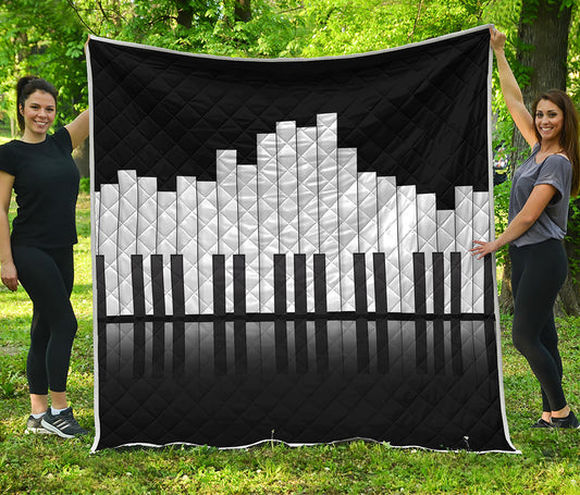 Black And White Piano Keyboard Print Quilt