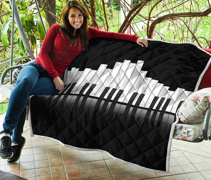 Black And White Piano Keyboard Print Quilt