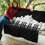 Black And White Piano Keyboard Print Quilt