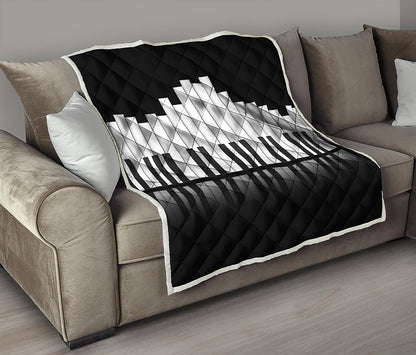 Black And White Piano Keyboard Print Quilt