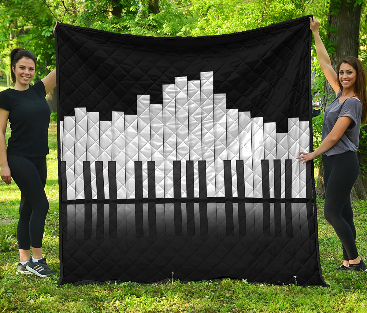 Black And White Piano Keyboard Print Quilt