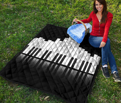 Black And White Piano Keyboard Print Quilt
