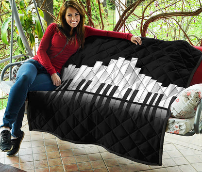 Black And White Piano Keyboard Print Quilt