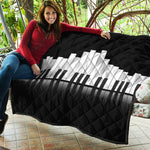 Black And White Piano Keyboard Print Quilt