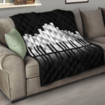 Black And White Piano Keyboard Print Quilt