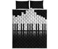 Black And White Piano Keyboard Print Quilt Bed Set