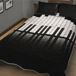 Black And White Piano Keyboard Print Quilt Bed Set